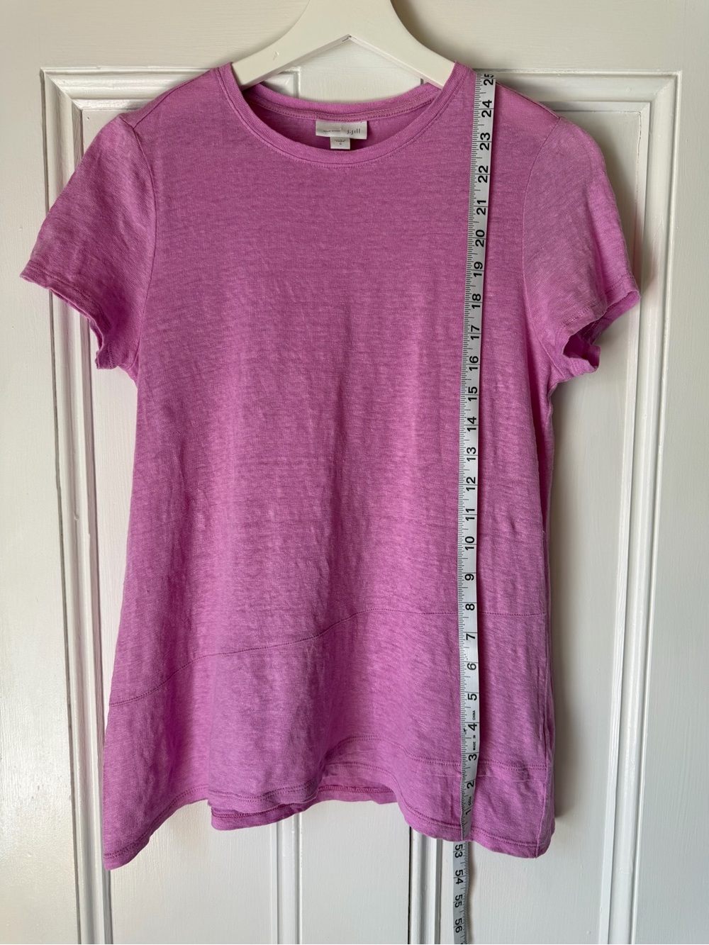 J. Jill Love Linen Pink Short Sleeve 100% Linen T-shirt Top Sz S Asymmetrical - Picture 2 of 6